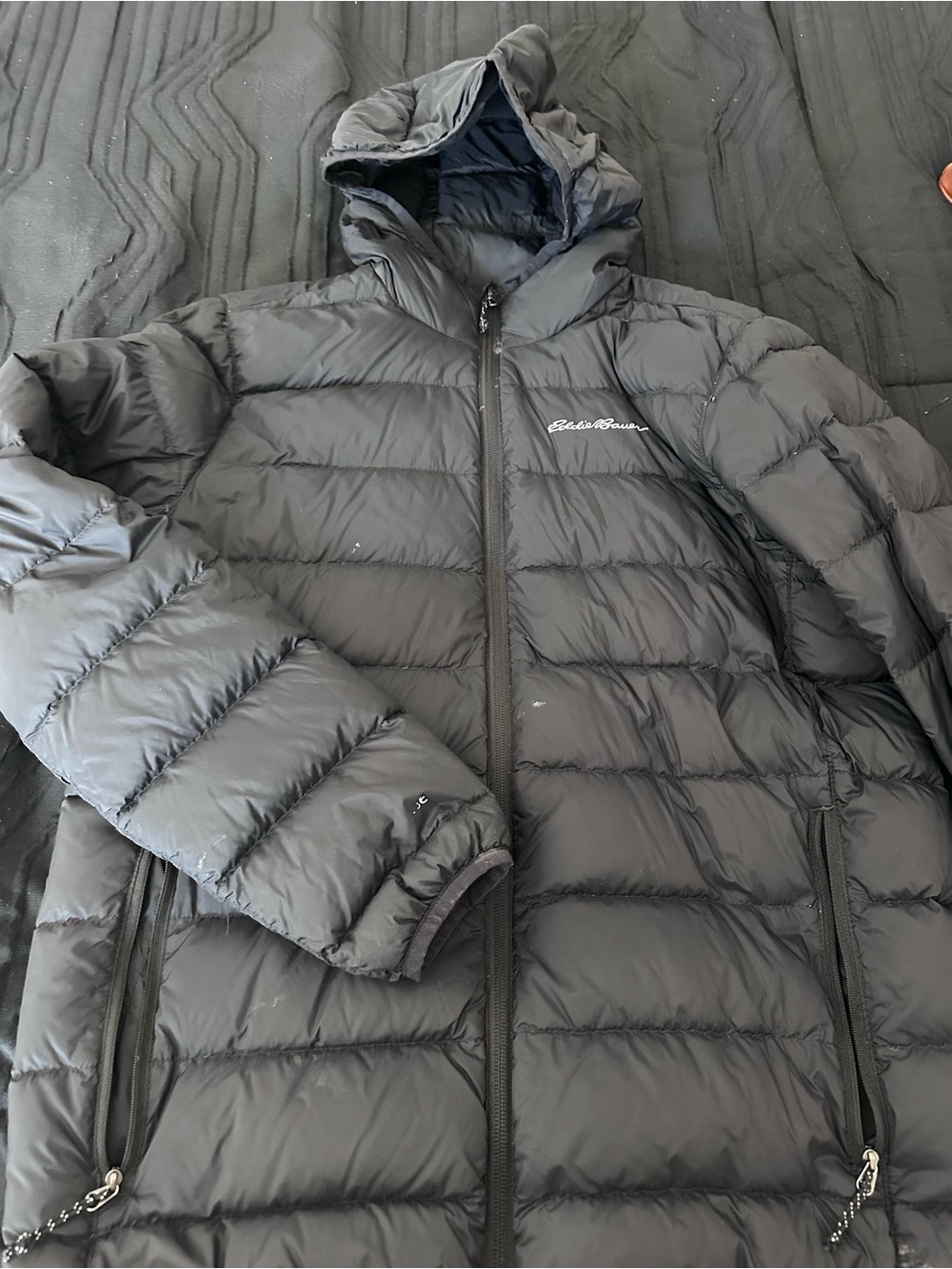 Eddie Bauer Black Quilted Down Jacket with Hood